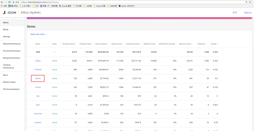 选择店肆下的账号
