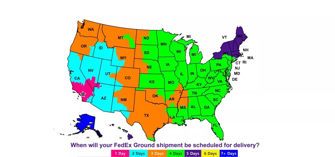 乐歌加州仓配送时效图